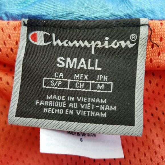 Vintage Champion Navy Striped Nylon Warmup Windbreaker Jacket Imperial Indigo - Picture 11 of 13